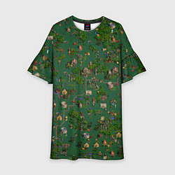 Платье клеш для девочки Земли Крепости - Герои 3, цвет: 3D-принт