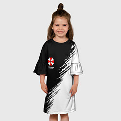 Платье клеш для девочки Umbrella Corp - black and white, цвет: 3D-принт — фото 2