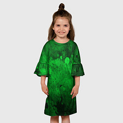 Платье клеш для девочки Абстракция - green acid stains, цвет: 3D-принт — фото 2