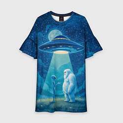 Платье клеш для девочки Пришелец и снежный человек, цвет: 3D-принт