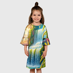 Платье клеш для девочки Каскадный водопад, цвет: 3D-принт — фото 2