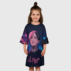 Платье клеш для девочки LiL Peep - Неоновый аниме арт, цвет: 3D-принт — фото 2