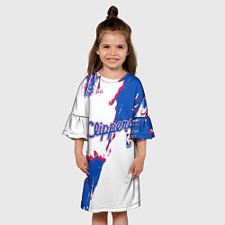 Платье клеш для девочки Клипперс - разлитая краска, цвет: 3D-принт — фото 2