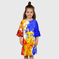 Платье клеш для девочки Doom битва огня, цвет: 3D-принт — фото 2