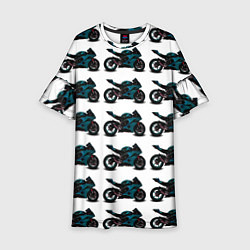Платье клеш для девочки Motorbike blue, цвет: 3D-принт
