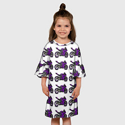 Платье клеш для девочки Motorcycle purple, цвет: 3D-принт — фото 2
