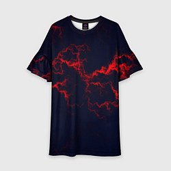 Платье клеш для девочки Lightning red glow, цвет: 3D-принт