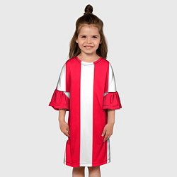 Платье клеш для девочки Color red white line, цвет: 3D-принт — фото 2