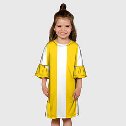 Платье клеш для девочки Color yellow white line, цвет: 3D-принт — фото 2