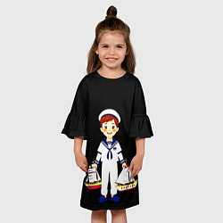 Платье клеш для девочки Маленький морячок, цвет: 3D-принт — фото 2