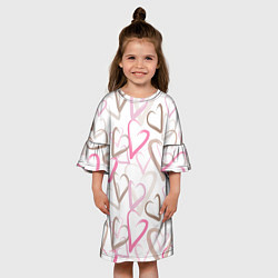 Платье клеш для девочки Розовые сердца, цвет: 3D-принт — фото 2