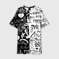 Платье клеш для девочки Doom x liil peep pattern black, цвет: 3D-принт