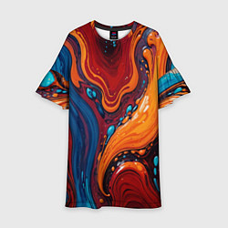 Платье клеш для девочки Пламя и синева, цвет: 3D-принт