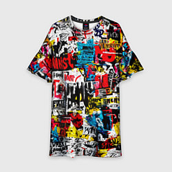 Платье клеш для девочки Граффити коллаж, цвет: 3D-принт