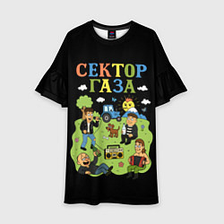 Платье клеш для девочки Сектор газа, мультяшный стиль, цвет: 3D-принт