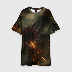 Платье клеш для девочки Следы от пуль на камуфляже, цвет: 3D-принт