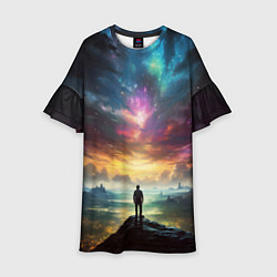 Платье клеш для девочки Shocking the cosmos, цвет: 3D-принт