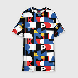 Платье клеш для девочки Геометрия букв, цвет: 3D-принт