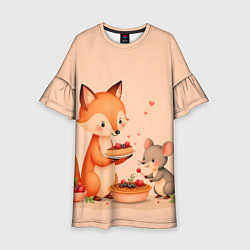Платье клеш для девочки Пироги с лисой, цвет: 3D-принт