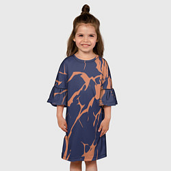 Платье клеш для девочки Разломы на синем, цвет: 3D-принт — фото 2