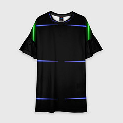 Детское платье Color black green purple stripes