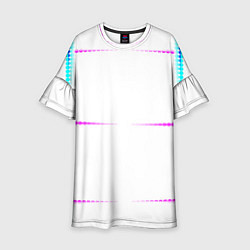 Платье клеш для девочки Color white blue pink stripes, цвет: 3D-принт