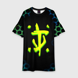 Детское платье Doom соты кислотное лого