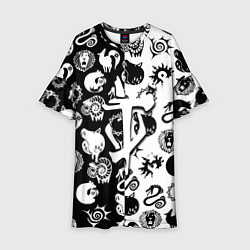 Платье клеш для девочки Doom anime black pattern, цвет: 3D-принт