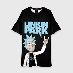 Платье клеш для девочки Linkin Park и Рик Санчес из Рик и Морти, цвет: 3D-принт