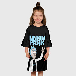Платье клеш для девочки Linkin Park и Рик Санчес из Рик и Морти, цвет: 3D-принт — фото 2