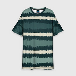 Платье клеш для девочки Полосы зигзагообразные зеленые, цвет: 3D-принт