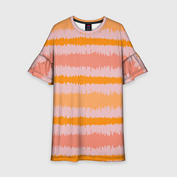 Платье клеш для девочки Полосы зигзагообразные оранжево-розовые, цвет: 3D-принт
