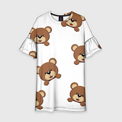 Платье клеш для девочки Мордашка мишки, цвет: 3D-принт