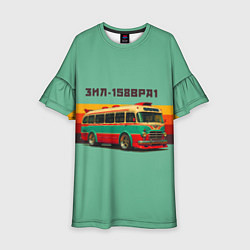 Платье клеш для девочки Ретро автобус ЗИЛ 158ВРА1 поп-арт, цвет: 3D-принт