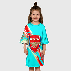Платье клеш для девочки Arsenal stripes, цвет: 3D-принт — фото 2