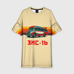 Платье клеш для девочки Ретро автобус ЗИС-16 поп-арт, цвет: 3D-принт