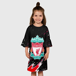 Платье клеш для девочки Liverpool краски штрихи, цвет: 3D-принт — фото 2
