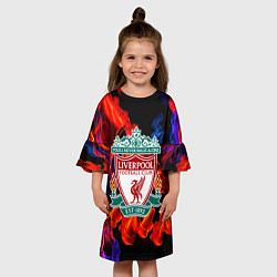 Платье клеш для девочки Liverpool огненный стиль текстура, цвет: 3D-принт — фото 2