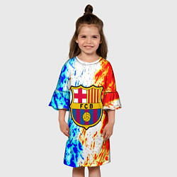 Платье клеш для девочки Barcelona огненные краски, цвет: 3D-принт — фото 2