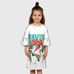Платье клеш для девочки David Bowie статуя Давида, цвет: 3D-принт — фото 2