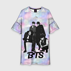 Платье клеш для девочки BTS черно-белый стиль, цвет: 3D-принт