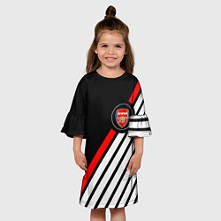 Платье клеш для девочки Арсенал геометрия полосы, цвет: 3D-принт — фото 2
