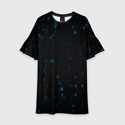 Платье клеш для девочки Color dark blue khaki, цвет: 3D-принт