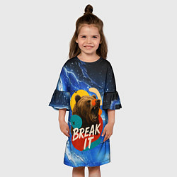 Платье клеш для девочки Break it злой медведь, цвет: 3D-принт — фото 2