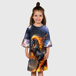 Платье клеш для девочки Огнегривый скакун, цвет: 3D-принт — фото 2