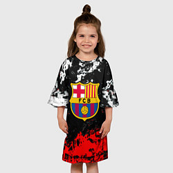 Платье клеш для девочки Barcelona красно белые краски, цвет: 3D-принт — фото 2