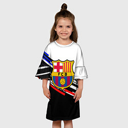 Платье клеш для девочки Barcelona полосы текстура спорт, цвет: 3D-принт — фото 2