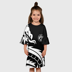 Платье клеш для девочки Borussia дракон белый, цвет: 3D-принт — фото 2
