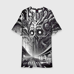 Платье клеш для девочки Art skull in metropolis - ai art fantasy, цвет: 3D-принт