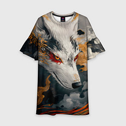 Платье клеш для девочки Японска лиса, цвет: 3D-принт